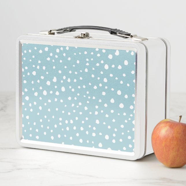Blue Dalmatian Spots, Dalmatian Dots, Dotted Print Metal Lunch Box (In Situ)