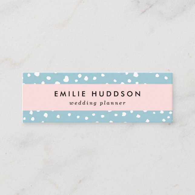 Blue Dalmatian Spots, Dalmatian Dots, Dotted Print Mini Business Card (Front)