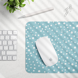 Blue Dalmatian Spots, Dalmatian Dots, Dotted Print Mouse Pad