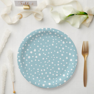 Blue Dalmatian Spots, Dalmatian Dots, Dotted Print Paper Plate