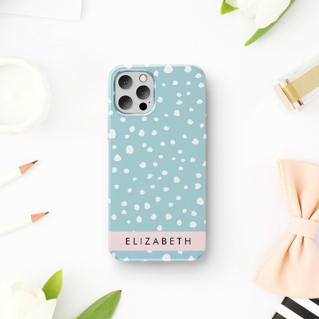 Blue Dalmatian Spots, Dalmatian Dots, Your Name Case-Mate iPhone Case (Creator Uploaded)