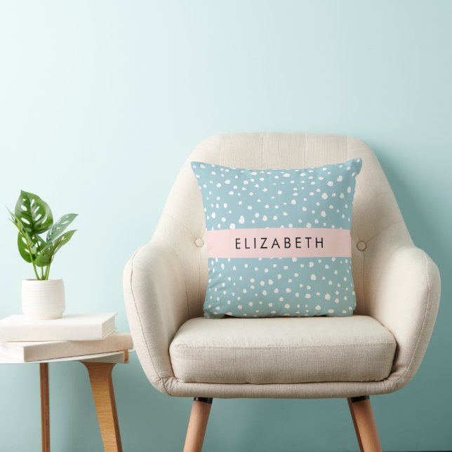 Blue Dalmatian Spots, Dalmatian Dots, Your Name Cushion (Chair)