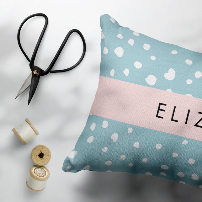 Blue Dalmatian Spots, Dalmatian Dots, Your Name Decorative Cushion (Creator Uploaded)
