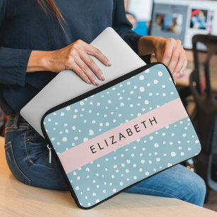 Blue Dalmatian Spots, Dalmatian Dots, Your Name Laptop Sleeve