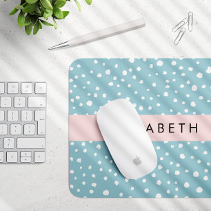 Blue Dalmatian Spots, Dalmatian Dots, Your Name Mouse Pad