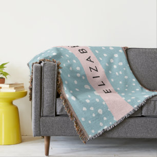 Blue Dalmatian Spots, Dalmatian Dots, Your Name Throw Blanket