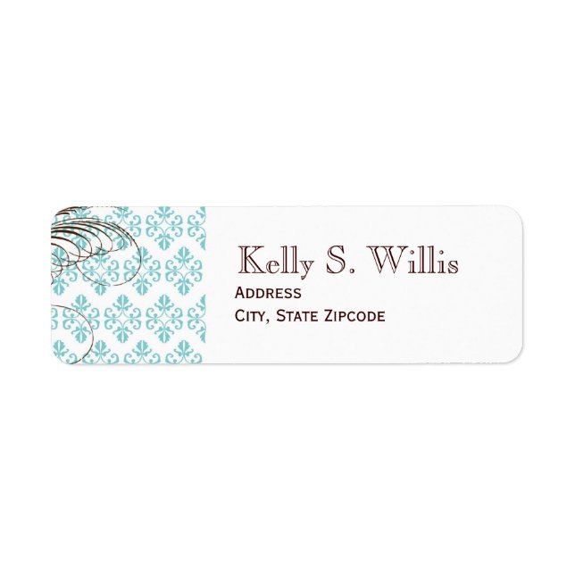 Blue Damask Address Labels (Front)