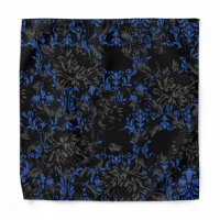 Blue Damask Black Floral Wedding Pocket Square