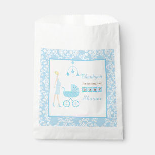 Blue Damask Blonde Woman Baby Shower Favour Bags