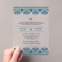 Blue Damask Border Anand Karaj Sikh Wedding