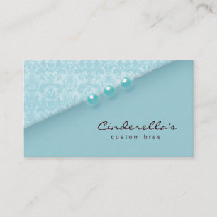 Blue Damask Buttons Bra / Salon business card