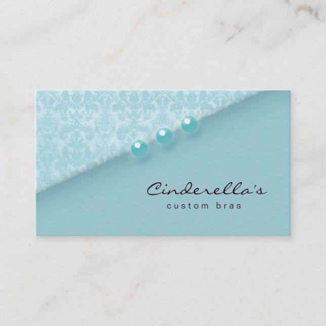 Blue Damask Buttons Bra / Salon business card (Front)