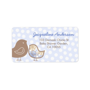 Blue Damask Chicks Boy Baby Shower Address Labels