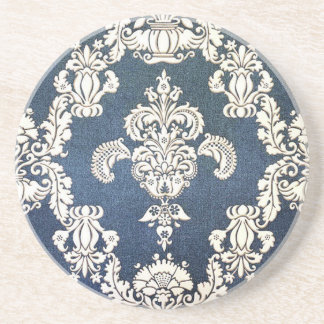 blue damask coaster
