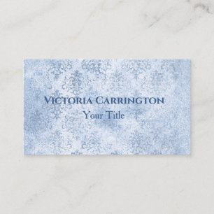 Blue Damask Elegant Vintage Typography Business Card