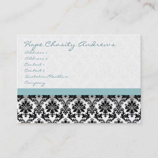 Blue Damask Floral - Business Card (Front)