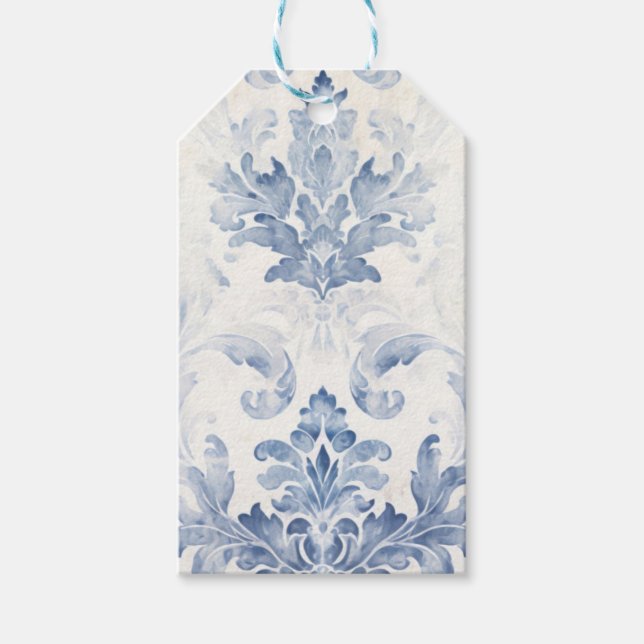 Blue Damask  Gift Tags (Front)