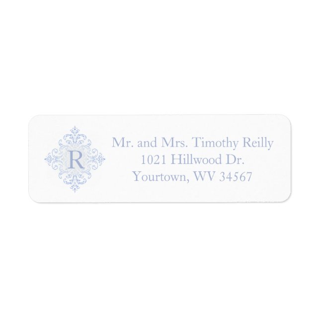 Blue Damask Initial Family Monogram (Front)