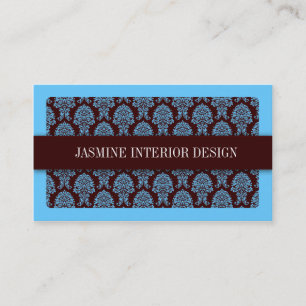 Blue Damask Interior Design Business Card