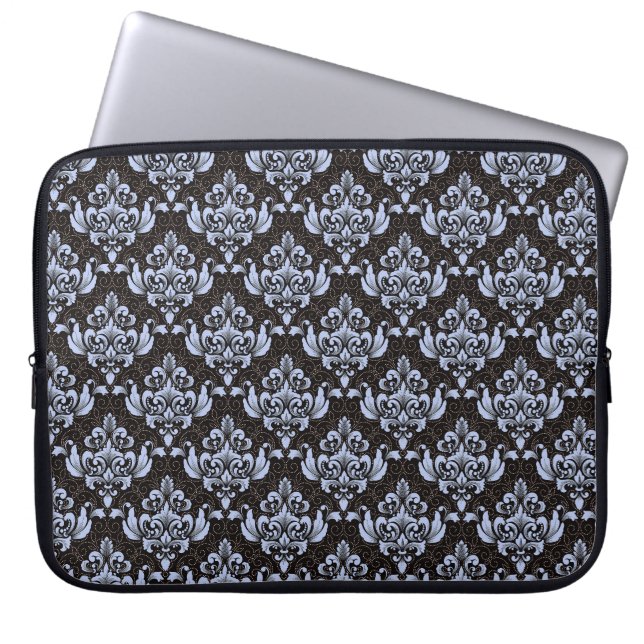 Blue Damask Laptop Sleeve (Front)