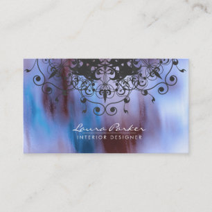 Blue Damask Mandala Watercolor Artist Vintage Business Card