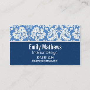 Blue Damask Pattern Business Card