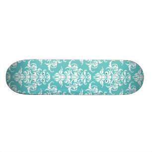 Blue damask pattern vintage girly chic chandelier skateboard