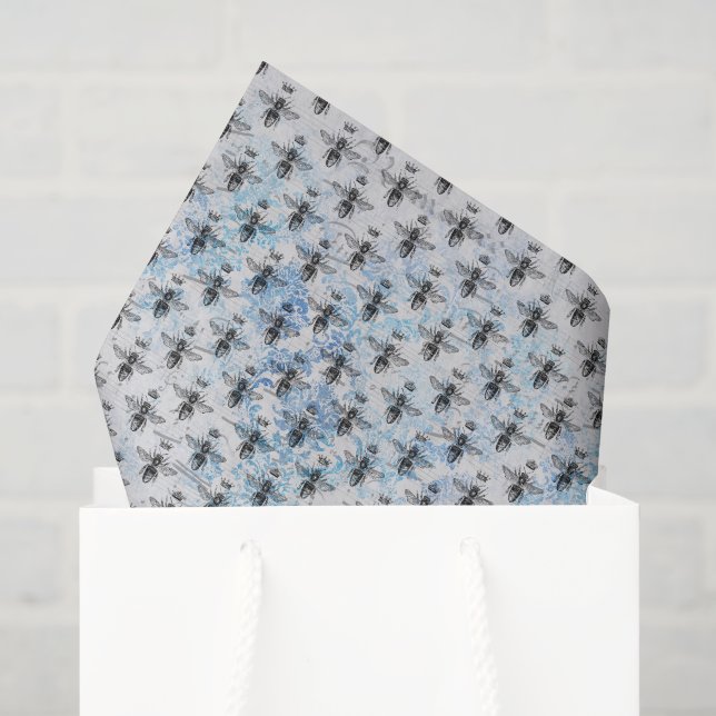 Blue Damask Queen Bee Tissue Paper (Gift Bag)
