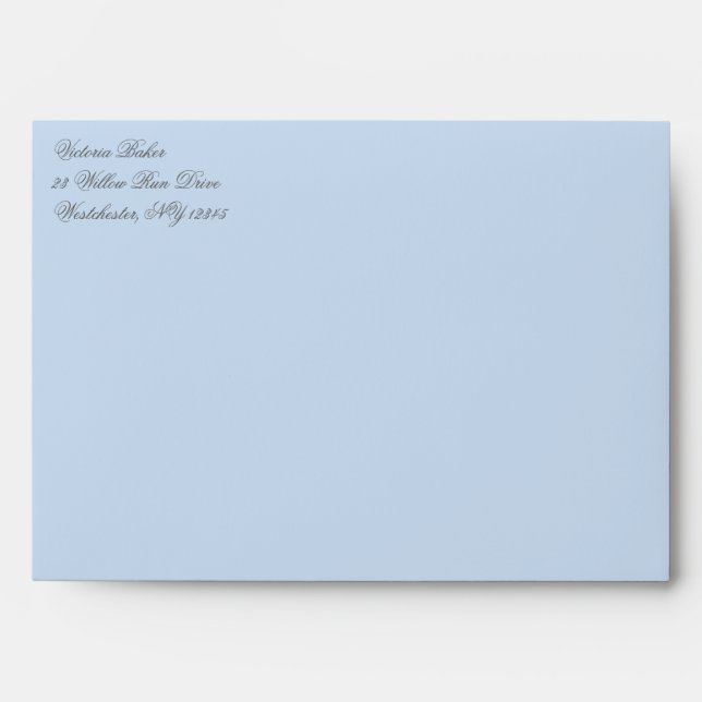 Blue Damask Return Address A7 Envelope for 5x7's (Front)