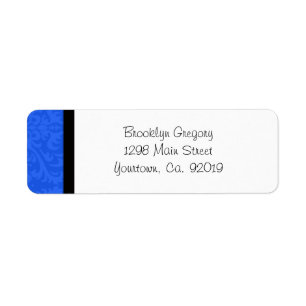 Blue Damask Return Address Label
