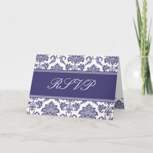Blue Damask RSVP Card