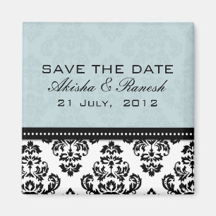 Blue Damask Save the Date Magnet