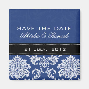 Blue Damask Save the Date Magnet