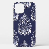 blue damask seamless pattern element
