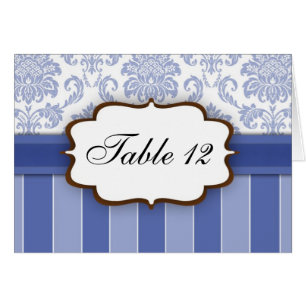 Blue Damask Stripe Table Number
