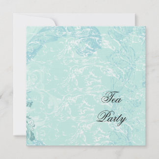 Blue Damask & Swirls Invitation