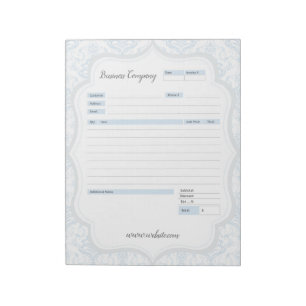 Blue Damask Theme Order Form and Invoice Notepad