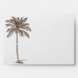 Blue Damask Tropical Palm Wedding Envelope