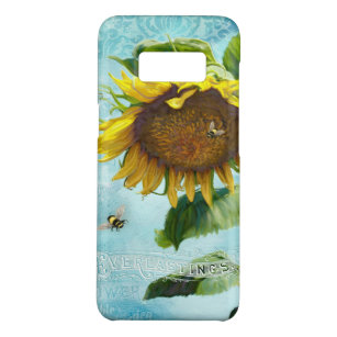 Blue Damask Vintage Sunflower w Bumble Bees Floral Case-Mate Samsung Galaxy S8 Case