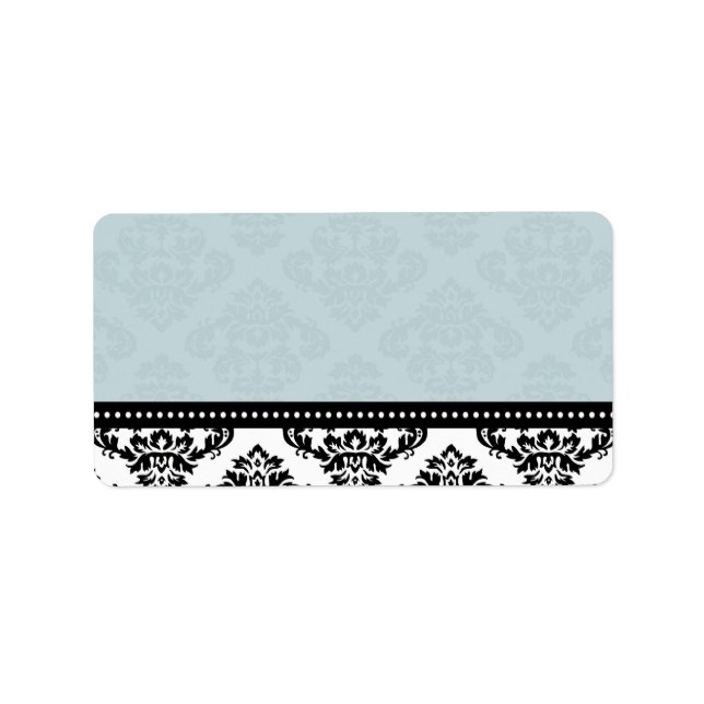 Blue Damask Wedding Address Labels (Front)