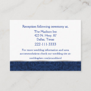 Blue Damask Wedding Enclosure Card
