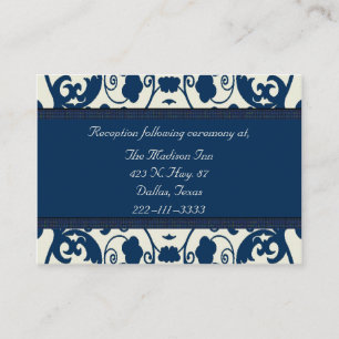 Blue damask Wedding enclosure cards
