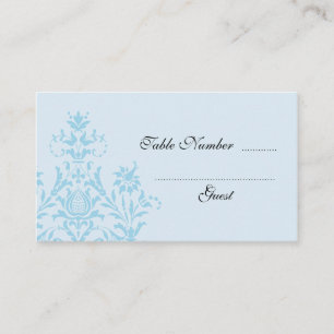 Blue Damask Wedding Table Place Cards