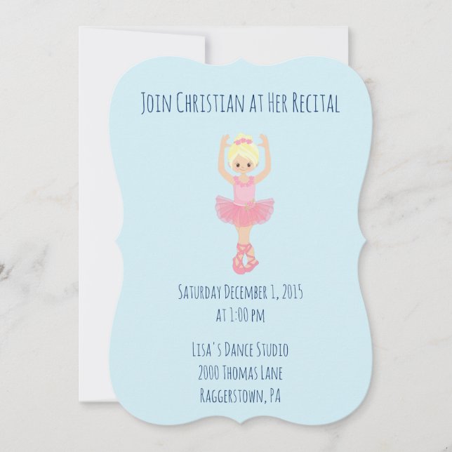 Blue Dance Recital Invitation (Front)