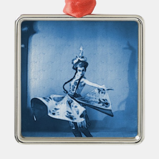 Blue Dancer Digital Art Metal Tree Decoration (Front)