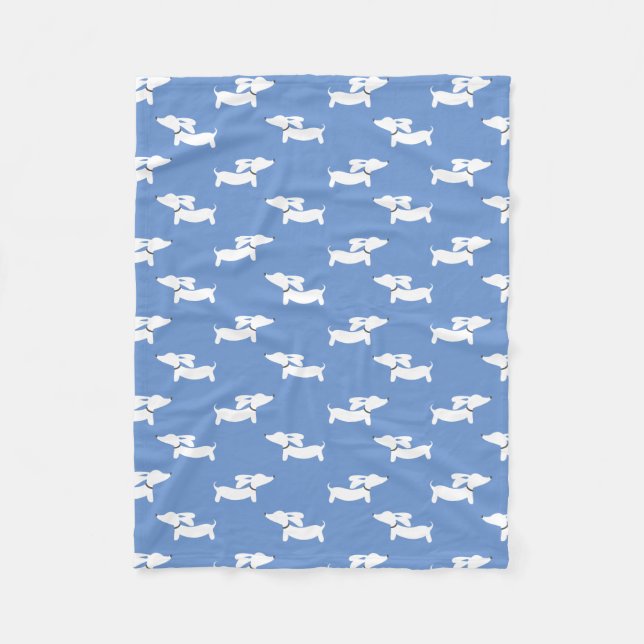 Blue Dancing Dachshunds Fleece Blanket Design (Front)