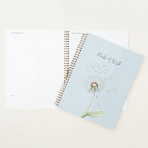 Blue Dandelion Flower Wish Planner