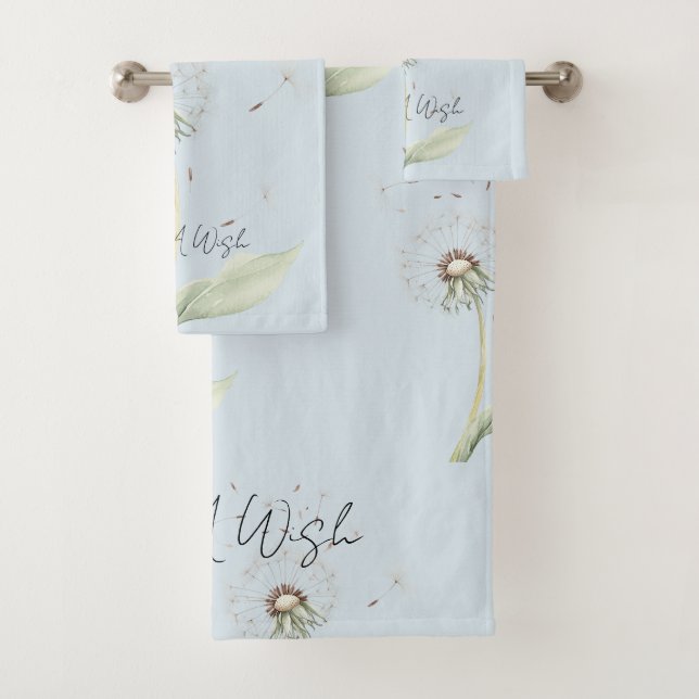 Blue Dandelion Flowers Wish Bath Towel Set (Insitu)