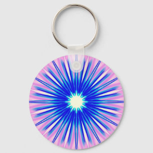 blue dandelion on pink keychain