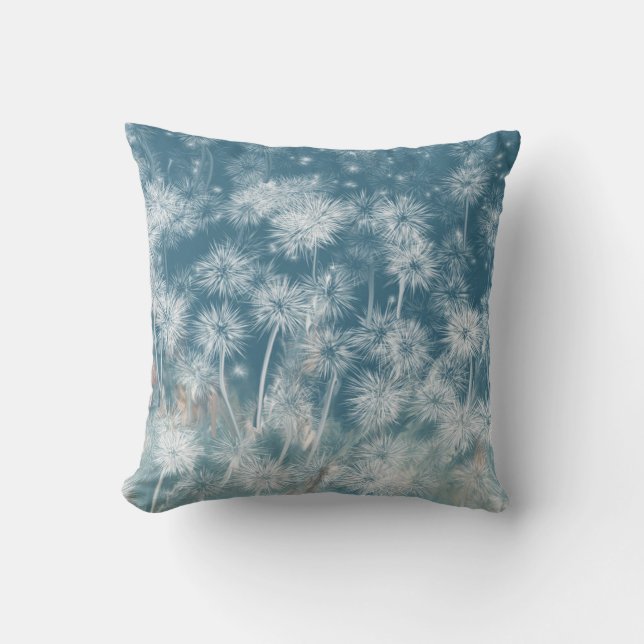 Blue Dandelion Print Cushion (Front)